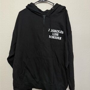 NEW Black Hoodie with Bold White Text